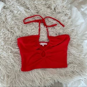 Red Criss cross halter top
